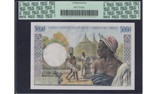 Западные Африканские Штаты (Бенин) 5000 франков 1970 год, РЕДКОСТЬ!!! (West African States (Benin) 5000 francs 1970) P 204Bl: PCGS 63 Choice New UNC