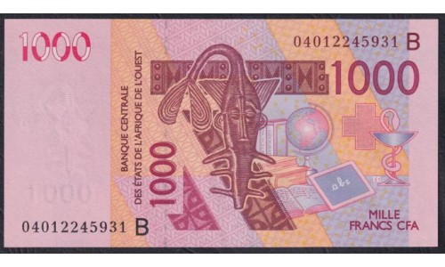 Западные Африканские Штаты (Бенин) 1000 франков 2004 год (West African States (Benin) 1000 francs 2004) P 215Bb: UNC