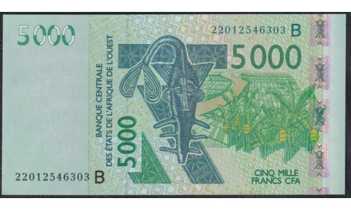 Западные Африканские Штаты (Бенин) 5000 франков 2022 год (West African States (Benin)  5000 francs 2022) P 217B: UNC