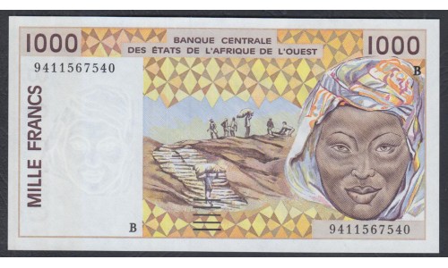 Западные Африканские Штаты (Бенин) 1000 франков 1994 год (West African States (Benin) 1000 francs 1994) P 211Be: UNC