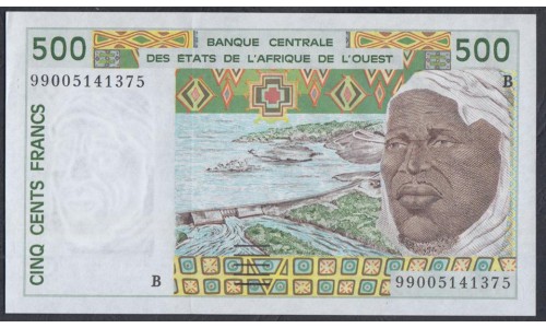 Западные Африканские Штаты (Бенин) 500 франков 1999 год (West African States (Benin) 500 francs 1999) P 210Bk: UNC-