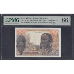 Западные Африканские Штаты (Бенин) 100 франков 1965 год, 63877 (West African States (Benin) 100 francs 1965) P 201Bf: UNC PMG 66 EPG