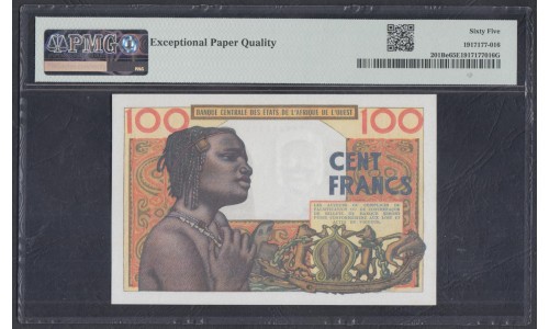 Западные Африканские Штаты (Бенин) 100 франков 1965 год (West African States (Benin) 100 francs 1965) P 201Be: UNC PMG 65 EPG