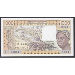 Западные Африканские Штаты (Бенин) 1000 франков 1986 год (West African States (Benin) 1000 francs 1986) P 207Bf: UNC