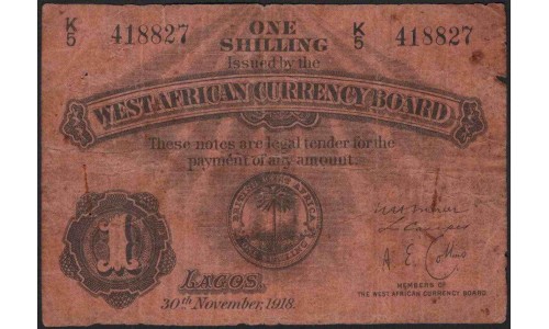 Британская Западная Африка 1 шиллинг 1918 (British West Africa 1 shilling 1918) P 1a : F