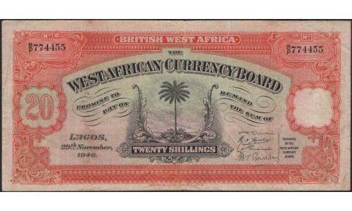 Британская Западная Африка 20 шиллингов 29.11.1948 (British West Africa 20 shillings 29.11.1948) P 8b : VF+