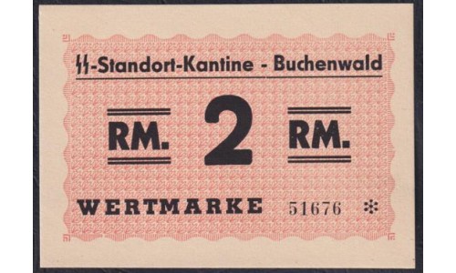 Германия, лагерные деньги 2 Рейхcмарки 1939/45 год, Бухенвальд, 51676 (2 Reichsmark Lagergeld Buchenwald 1939/45 year, RAR) Camp 3953b: UNC