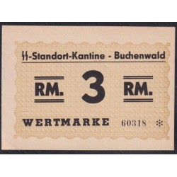  Германия, лагерные деньги 3 Рейхcмарки 1939/45 год, Бухенвальд, 60318 (3 Reichsmark Lagergeld Buchenwald 1939/45 year, RAR) Camp 3954b: UNC