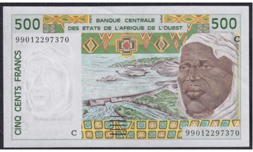Западные Африканские Штаты Буркина Фасо 500 франков 1999 года (Western African States (Burkina Faso) 500 francs 1999) P310Cj: UNC
