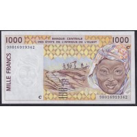 Западные Африканские Штаты Буркина Фасо 1000 франков 1998 года (Western African States (Burkina Faso) 1000 francs 1998) P311Ci: UNC