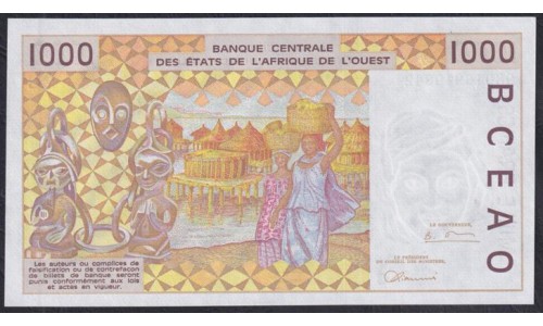 Западные Африканские Штаты Буркина Фасо 1000 франков 1998 года (Western African States (Burkina Faso) 1000 francs 1998) P311Ci: UNC