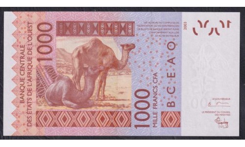 Западные Африканские Штаты Буркина Фасо 1000 франков 2003 года (Western African States (Burkina Faso) 1000 francs 2003) P315Ca: UNC
