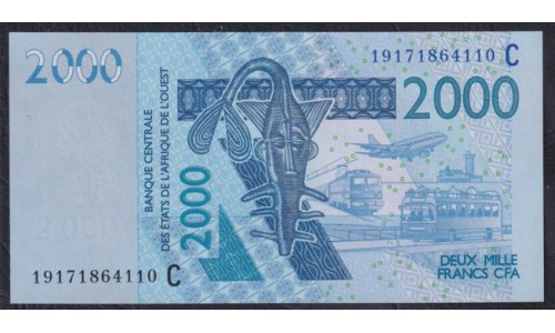 Западные Африканские Штаты Буркина Фасо 2000 франков 2019 года (Western African States (Burkina Faso) 2000 francs 2019) P316Cs: UNC