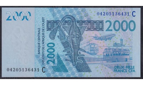 Западные Африканские Штаты Буркина Фасо 2000 франков 2004 года (Western African States (Burkina Faso) 2000 francs 2004) P316Cb: UNC