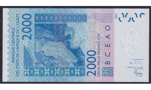 Западные Африканские Штаты Буркина Фасо 2000 франков 2004 года (Western African States (Burkina Faso) 2000 francs 2004) P316Cb: UNC