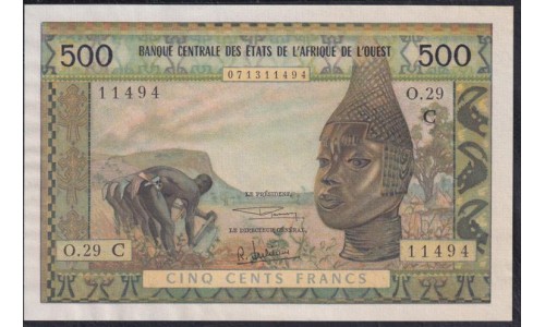 Западные Африканские Штаты Буркина Фасо 500 франков 1959-65 года (Western African States Burkina Faso 5000 francs ND (1959-65)) P302Cg: aUNC/UNC 