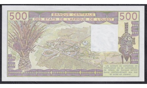 Западные Африканские Штаты Буркина Фасо 500 франков 1988 года (Western African States (Burkina Faso) 500 francs 1988) P306Ca: UNC