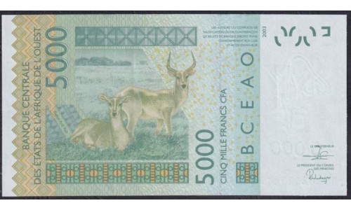 Западные Африканские Штаты Буркина Фасо 5000 франков 2019 года (Western African States (Burkina Faso) 5000 francs 2019) P317C: UNC