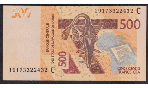 Западные Африканские Штаты Буркина Фасо 500 франков 2019 года (Western African States (Burkina Faso) 500 francs 2019) P319Cg: UNC