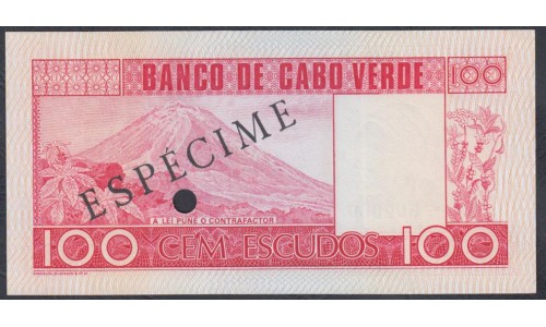 Кабо-Верде 100 эскудо 1977 Образец (CABO VERDE 100 escudos 1977 Specimen) P 54s : UNC