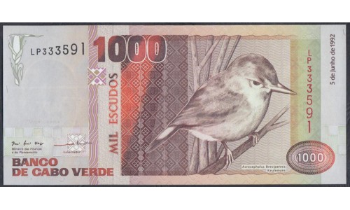 Кабо-Верде 1000 эскудо 1992 (CABO VERDE 1000 escudos 1992) P 65a: UNC