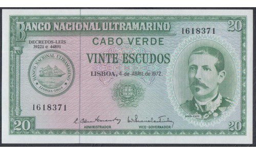 Кабо-Верде 20 эскудо 1972 (CABO VERDE 20 escudos 1972) P 52: UNC