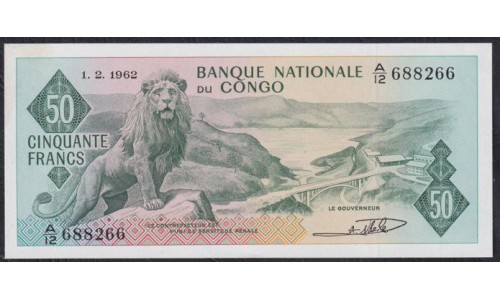 Конго 50 франков 1.2.1962 год (CONGO  50 francs 1.2.1962) P 5а(4): UNC