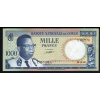 Конго 1000 франков 1961 года, E 857378 (CONGO 1000 francs 1961) P 8a: aUNC/UNC