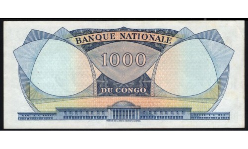 Конго 1000 франков 1961 года, E 857378 (CONGO 1000 francs 1961) P 8a: aUNC/UNC