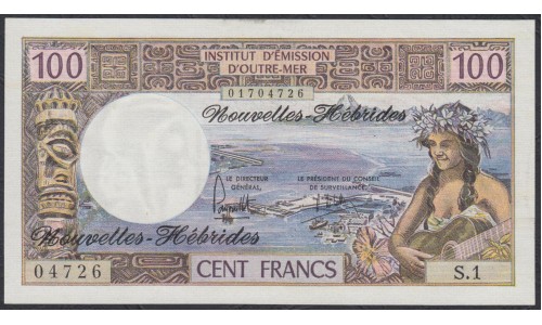 Новые Гибриды 100 франков 1975 год (New Hebrides 20 Francs 1975) P 18c: aUNC