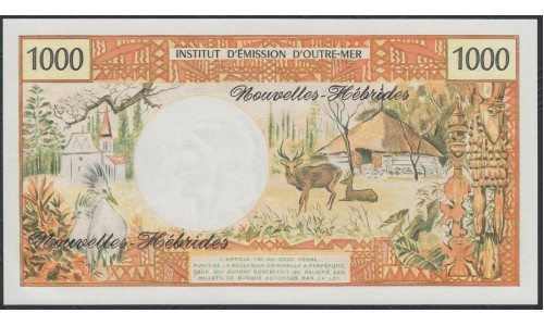 Новые Гибриды 1000 франков 1975 год (New Hebrides 1000 Francs 1975) P 20b: UNC