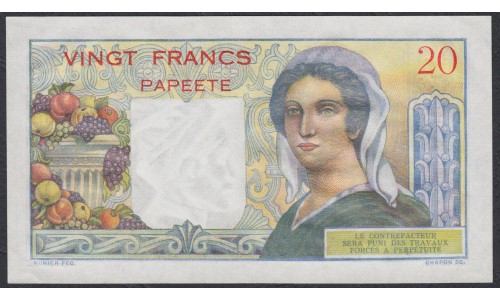 Таити 20 франков 1951-63 года (Tahiti 20 Francs 1951-63) P 21c: UNC