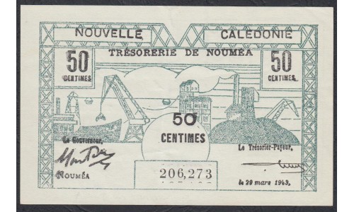 Новая Каледония 50 центимов 1943 года (New Caledonia 50 Centimes 1943) P 54: aUNC