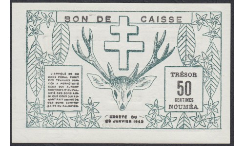 Новая Каледония 50 центимов 1943 года (New Caledonia 50 Centimes 1943) P 54: UNC