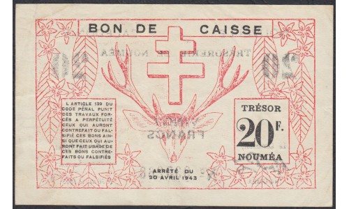 Новая Каледония 20 франков 1943 года (New Caledonia 20 Francs 1943) P 57: XF