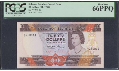 Соломоновы Острова 20 долларов 1984 года (Solomon Islands 20 dollars 1984) P 12: UNC