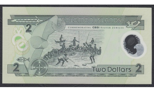 Соломоновы Острова 2 доллара 2001 года, серия АА, Полимер пластик (Solomon Islands 2 dollars 2001, Polymer plastic) P 23: UNC
