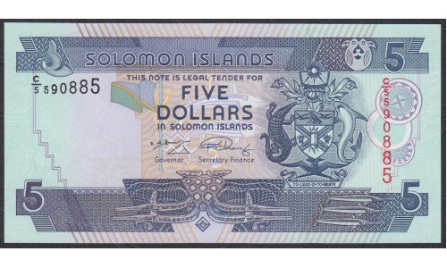 Соломоновы Острова 5 долларов 2006 года, вариант 3 (Solomon Islands 5 dollars 2006, 3 Signature varietie) P 26: UNC