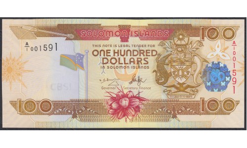 Соломоновы Острова 100 долларов 2006 года, вариант 1 (Solomon Islands 100 dollars 2006,  Signature varietie 1) P 30: UNC