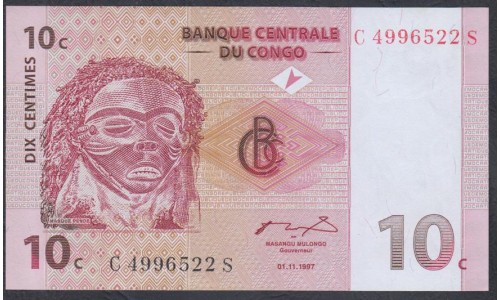 Конго 10 сантимов 1997 год (CONGO 10 centime 1997) P 82а: UNC