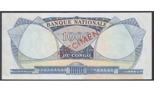 Конго 1000 франков 1961, Образец (CONGO 1000 francs 1961, SPECIMEN) P 8s : UNC