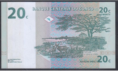 Конго 20 сантимов 1997 год (CONGO 20 centime 1997) P 83а: UNC