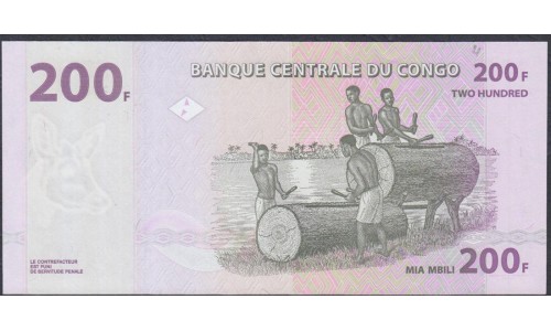 Конго 200 франков 2007 год (CONGO 200 francs 2007) P 99a: UNC
