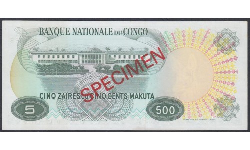 Конго 500 макута - 5 заир 1970 год (CONGO 500 makuta - 5 zaires 1970) P 13s: UNC SPECIMEN