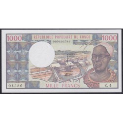 Конго Республика 1000 франков ND(1974-1978) Z.4 04386 (CONGO REPUBLIC 1000 francs ND(1974-1978)) P 3c: UNC