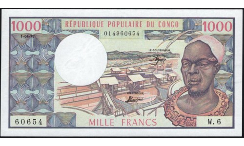 Конго Республика 1000 франков 1978 (CONGO REPUBLIC 1000 francs 1978) P 3d : UNC