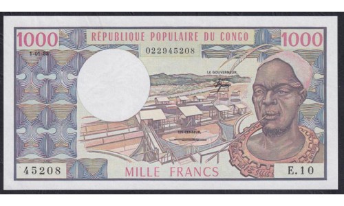 Конго Республика 1000 франков ND(1974-1978) (CONGO REPUBLIC 1000 francs ND(1974-1978)) P 3e: UNC