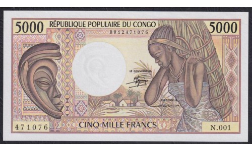 Конго Республика 5000 франков 1984 год (CONGO REPUBLIC 5000 francs 1984) P 6a: UNC 
