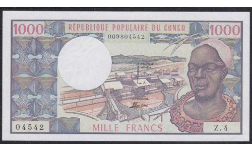 Конго Республика 1000 франков ND(1974-1978) (CONGO REPUBLIC 1000 francs ND(1974-1978)) P 3c: UNC