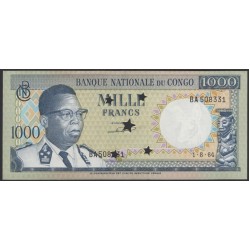 Конго 1000 франков 1964, Гашёная (CONGO 1000 francs 1964, Canceled) P 8a : UNC